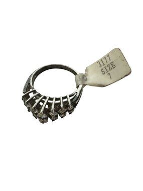 Sterling Silver SETA Cubic Zirconia Double Row Size 7 Ring